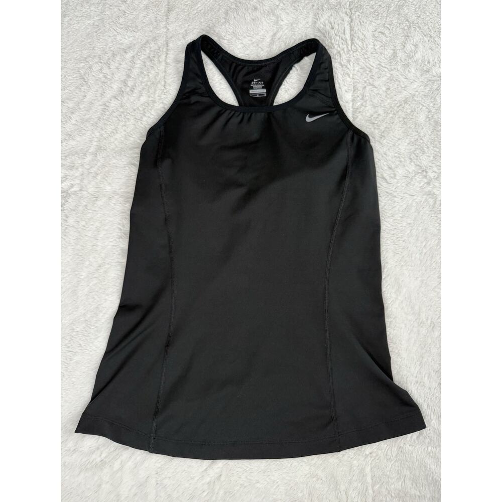 Nike Dri-Fit Large Black Racerback Fitted Athletic Bra Built In Running Aerobics
